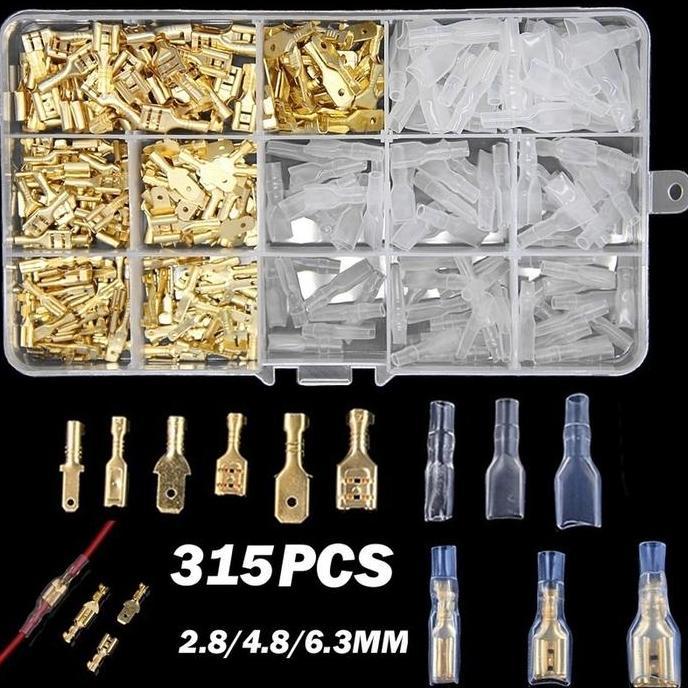 Larisjaminan- 315Pcs Skun Gepeng Male Cowok Female Cewek Set Terminal Konektor Kabel Bahan Kuningan 