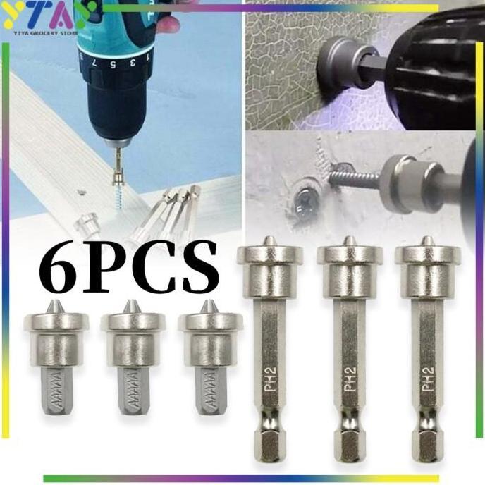 Tools- 6Pcs Mata Obeng Magnet / Mata Obeng Hex Shank Magnetik 25Mm/50Mm