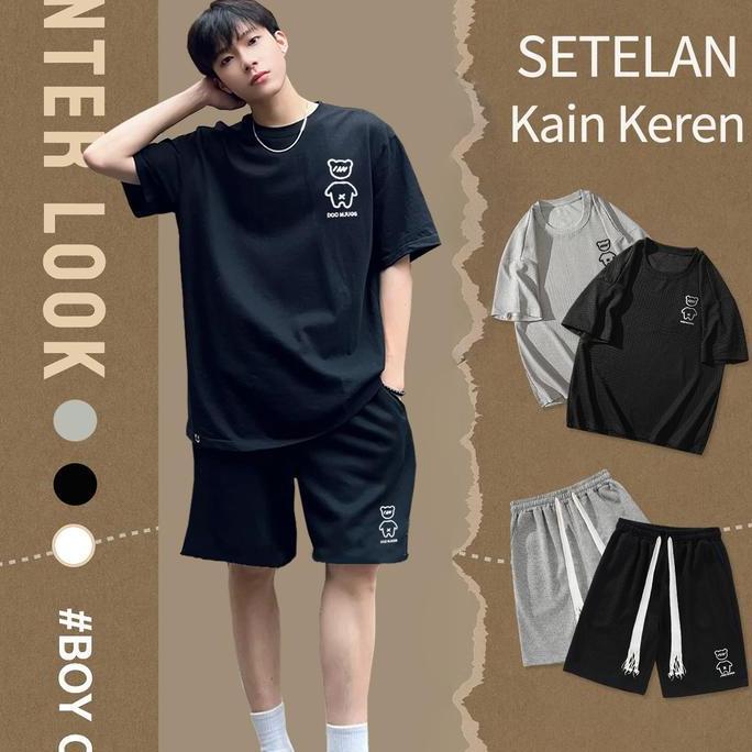 setelan outfit pria setelan laki laki import 1 set outfit cowok set outfit cowo paket 1 set outfit p