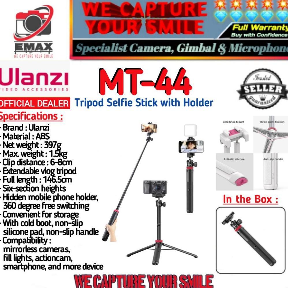 Ulanzi MT-44B / Ulanzi MT-44 Extendable Vlog Tripod Selfie Stick with 2in1 Ball Head Camera Holder C