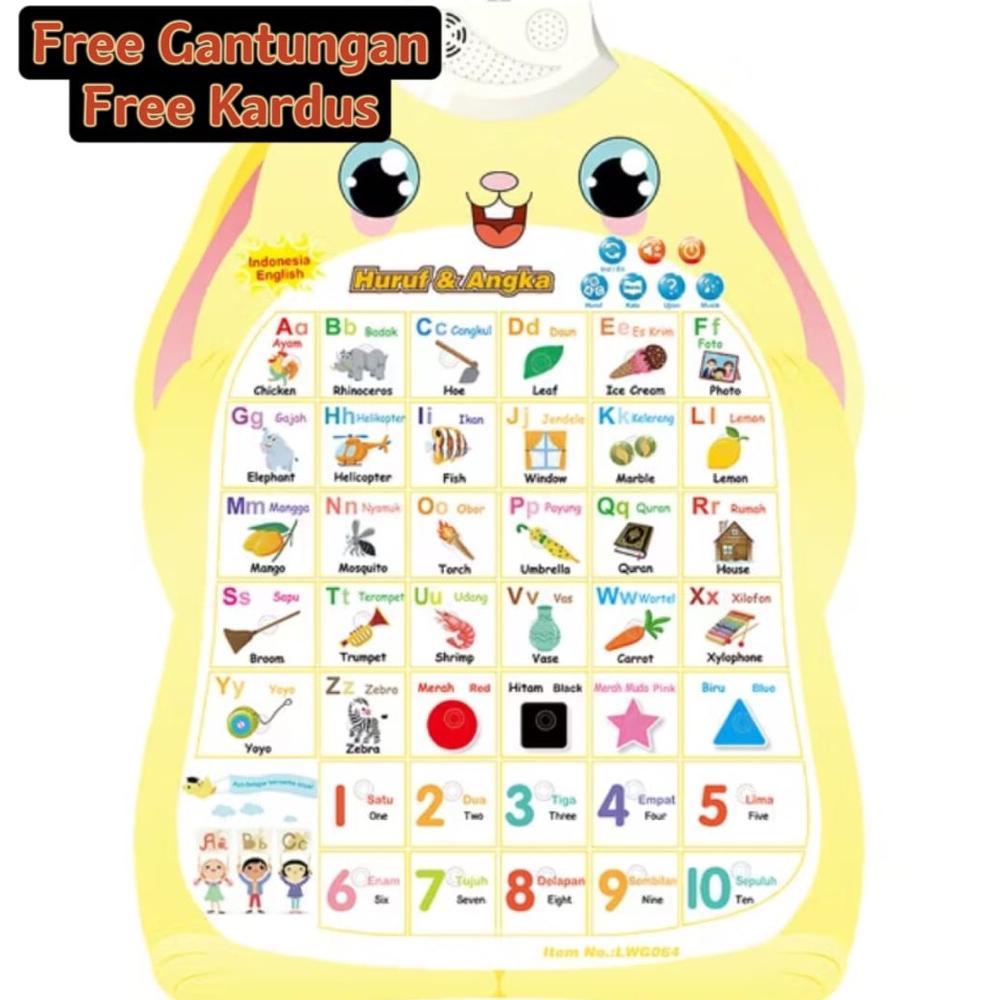 Premium Poster Edukasi Anak Indonesia English Poster Suara Dinding Angka Dan Huruf Mainan Poster Bic