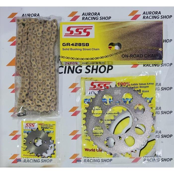 Gear Set SSS 428 Jupiter Z - New MX - RX King - F1ZR & Rantai SSS 428 SB Gold
