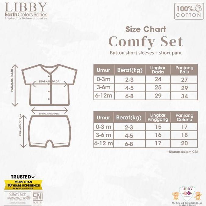 LIBBY Piyama Bayi-Setelan Pendek Bayi-Baju Tidur Bayi-LIBBY EARTH COMFY SET (1 Stel)