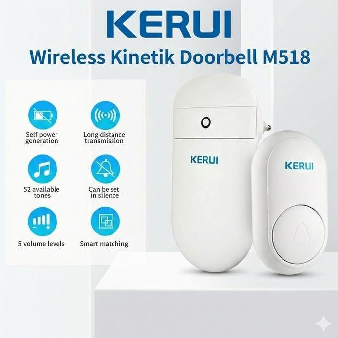 KERUI Bel Rumah Wireless Bell Pintu KERUI M518 Doorbell Bel Tanpa Baterai