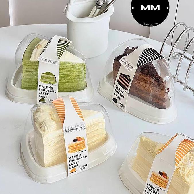 Savenew- 10Pcs Tray Mika Segita Box Kotak Mika Kue Slice Cake Mika Kue Potong