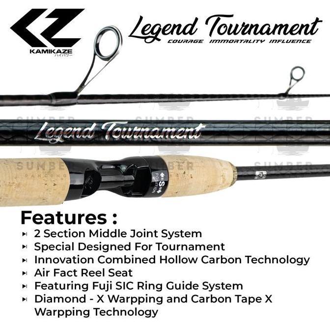 KAMIKAZE Joran Spinning LEGEND TOURNAMENT LTS602M 180cm X50 Carbon Fuji SIC Ring Airfect Reel Seat 2