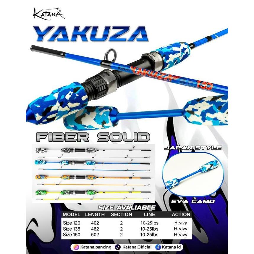Joran Pancing KATANA YAKUZA JAPAN STYLE 120-150CM Kekuatan 10-25lbs BAHAN FIBER SOLID