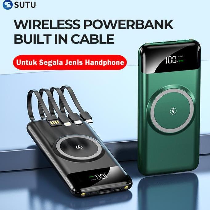 SUTU Wireless Powerbank 20000mAh Built in Cable