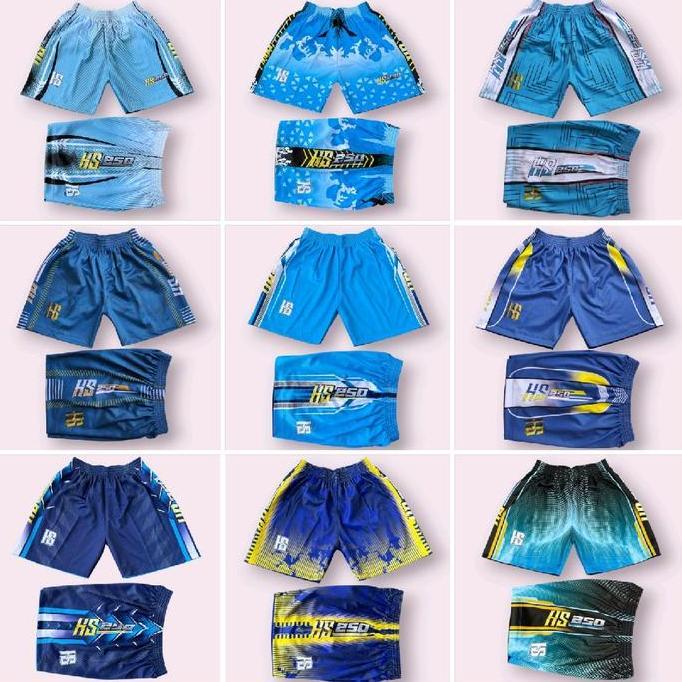 Pussx- Celana Voli Motif Biru Hs Full Printing Cepat Kering Anti Air Berp Nyaman Uniseks Kolor Olahr