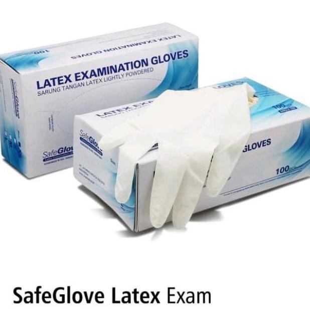 Sarung Tangan Handscoon Nitrile & Latex Safegloves Disposable Gloves - Putih, S
