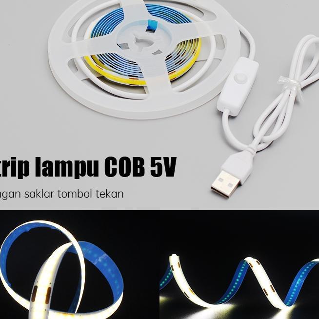 Lampu Cob Strip Usb Dc 5V Lampu Latar Tv Led Putih Hangat Pencahayaan Latar Belakang