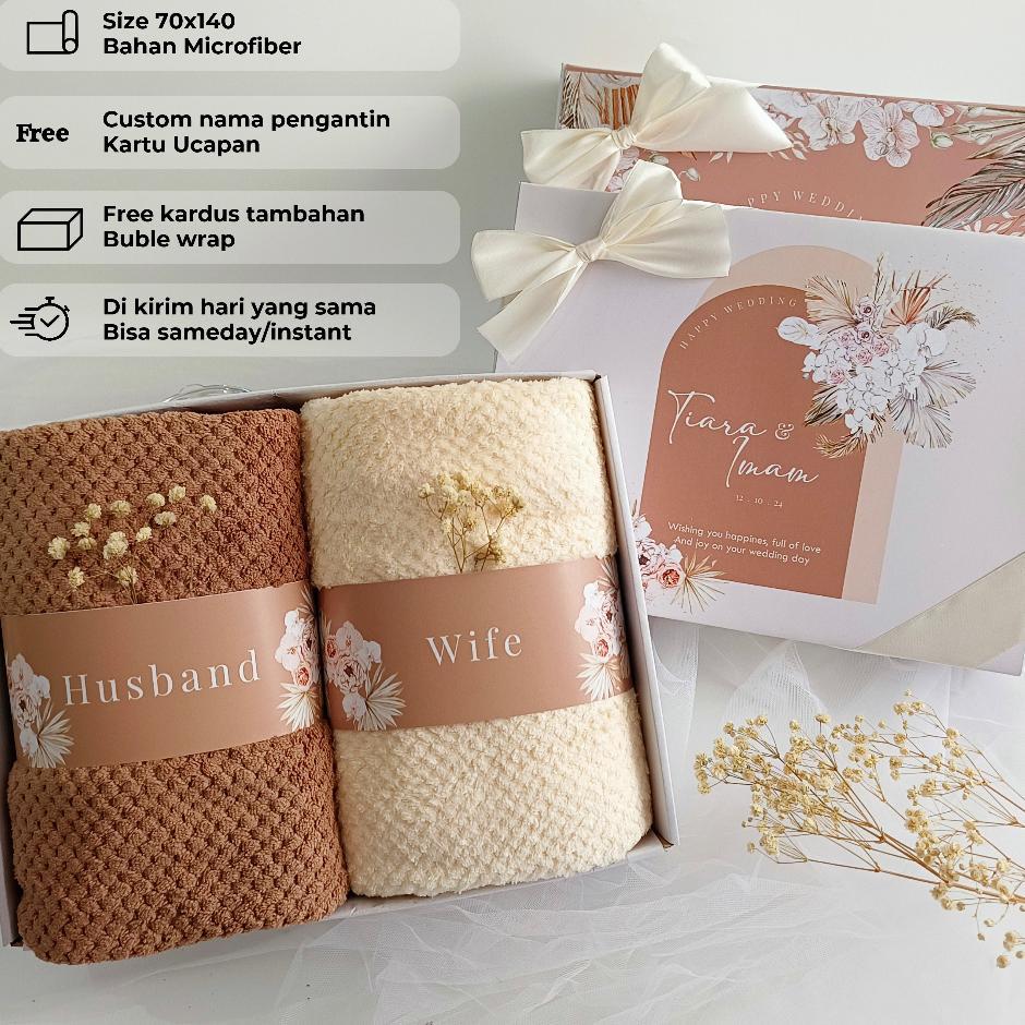 Hampers Handuk Couple Pasangan Gift Set Box Handuk Hampers Wedding Pernikahan Wedding Gift