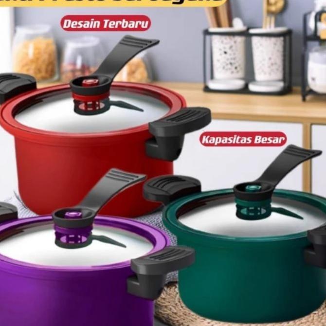 Cs - Panci Presto Teflon 3.5L Anti Lengket Ceramic Coating Induk Kompor Warna Hijau Merah Ungu