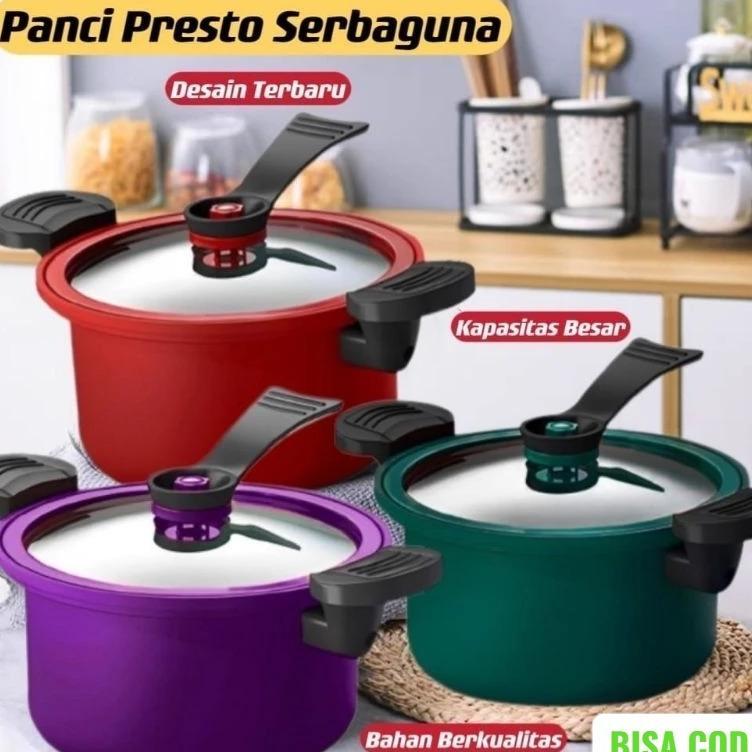 Panci Presto Teflon Pressure Cooker Pot 22Cm Anti Lengket Panci Presto 3.5 Liter Serbaguna