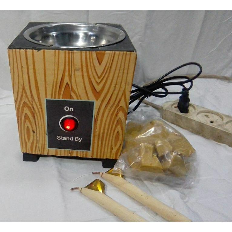 Paket Kompor Listrik Batik Kayu 50W  + Malam + 2 Canting Dan Pemanas Malam Dapat Dipisahkan