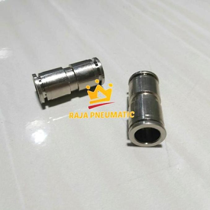 New- Fitting Nepel Angin Metal Sambungan Lurus Selang Ke Selang 6Mm