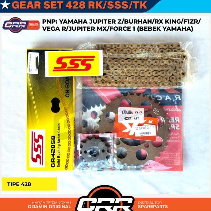 Gear Set Gir Satu Paket 428 Yamaha Jupiter Z RX King F1ZR Jupiter MX Vega R Force 1 Alfa Ukuran 31T 