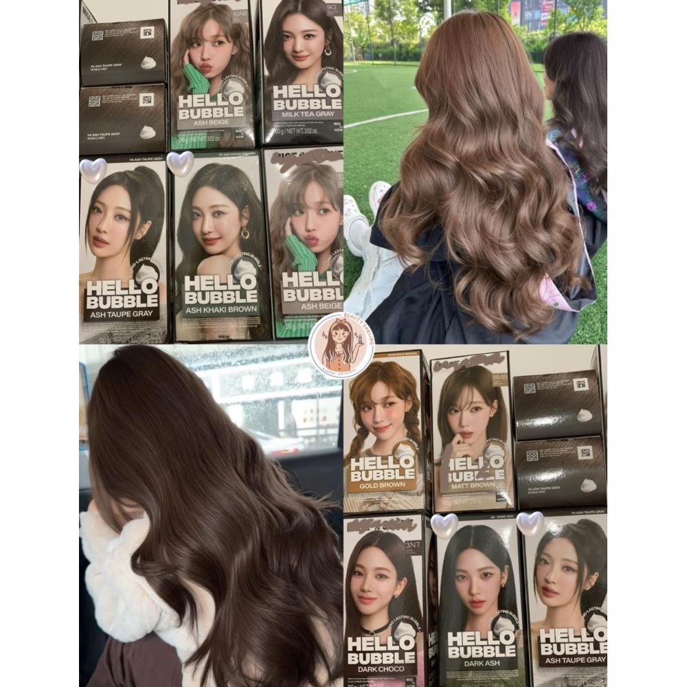 READY BISA INSTAN BUBBLE HAIR COLOR ORIGINAL MADE IN KOREA ASH KHAKI TAUPE MILKTEA GREY BROWN DARK c