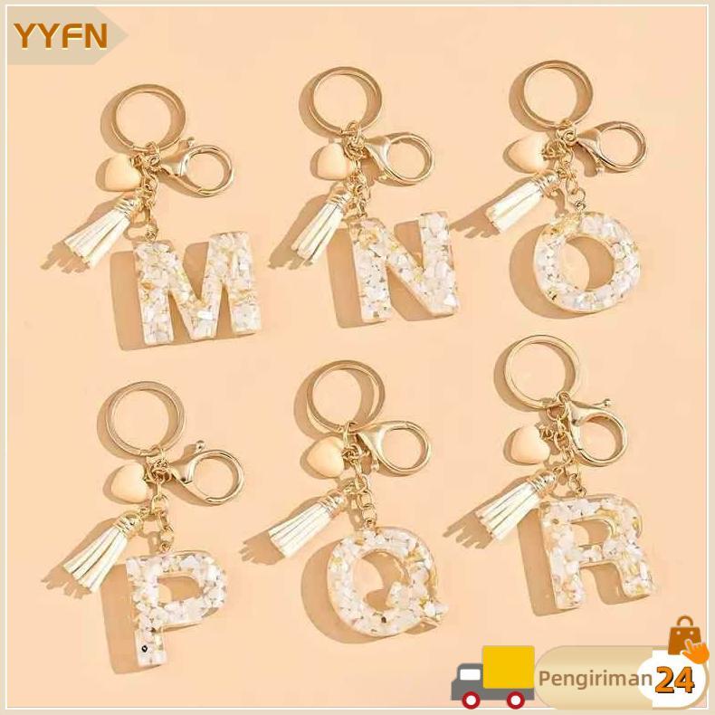 RECOMMENDED RESIN KEYCHAIN INITIALS ALPHABET VERSI CANGKANG PUTIH| RESIN | KEYCHAIN I GANTUNGAN KUNC