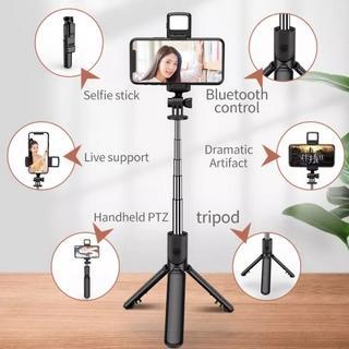 NEW TRIPOD TONGSIS BLUETOOTH REMOTE SELFIE STICK LED FLASH TRIPOD HP PORTABLE ROTATABLE EXPANDABLE