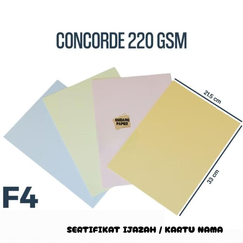 Kertas Concorde F4 220 Gr Isi 100 Lembar / Kertas Concorde F4 / Kertas Sertifikat F4