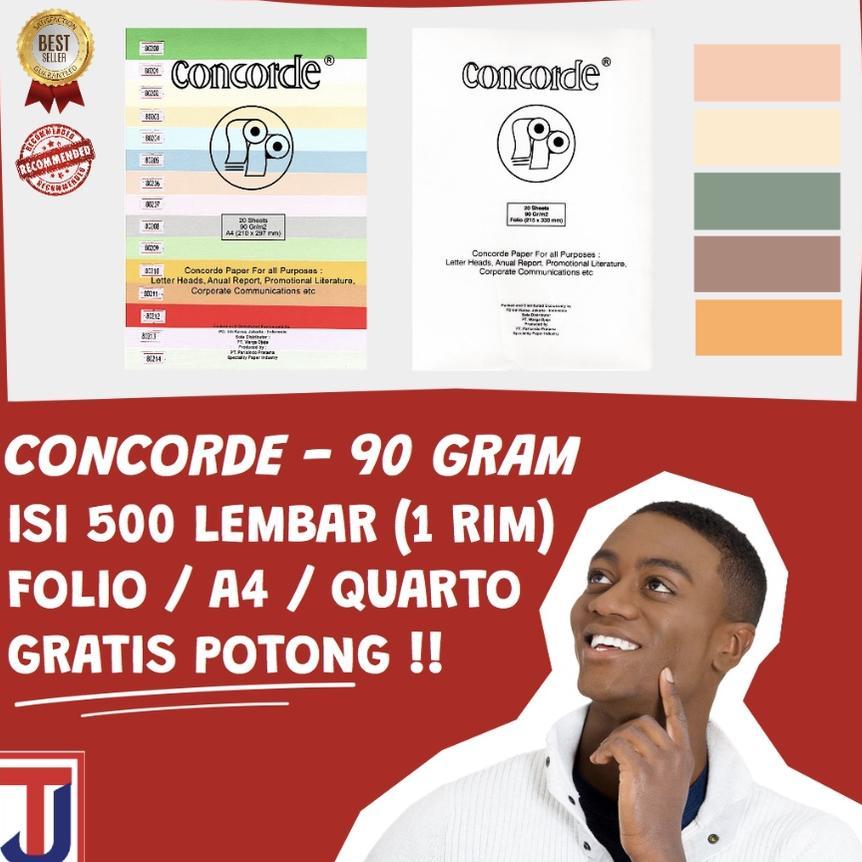Concorde Isi 500 Lembar ( 1 Rim ) Folio F4 / A4 / Quarto 90 Gram / Gsm ( Kertas Karton Sertifikat / 