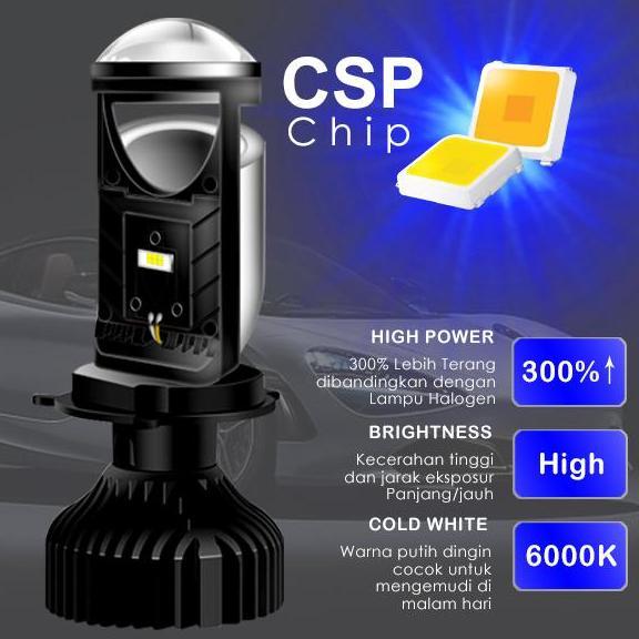 AYOTO Lampu Soket H4 Projie, T9-H4, Warna Putih, garansi 1 tahun Car Car
