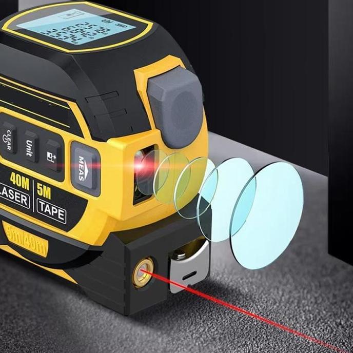 Meteran Digital 3in1 Meteran Manual Meteran Laser Rangefinder High Precision 40 Meter Display LCD [t