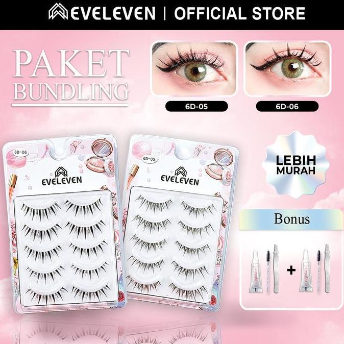 Pilihan - Eveleven Bulu Mata 6D-05 Dan 6D-06 Spesial Bundling Bulumata Eyelashes