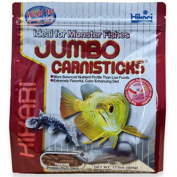 Mycats- Hikari Jumbo Carnisticks 182Gr/500Gr Pakan Ikan Predator Besar, Arona, Oscar, Channa