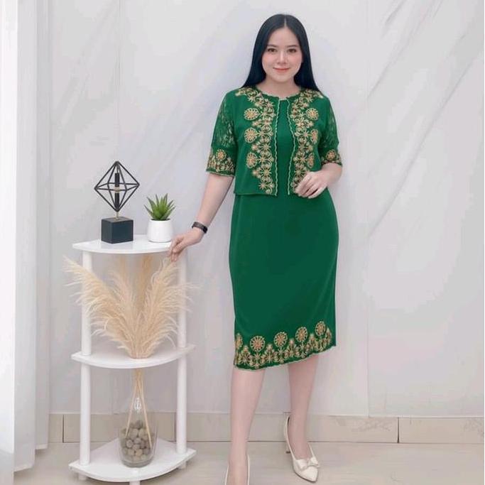 Pilihan - Dress Kode 8353  *Rompi Lepas* Original Bordir  Material : Scuba & Brukat Pesta Brokat Mot