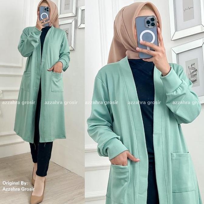 Azzahra Grosir - Celsia Mango Knit Cardigan Wanita Panjang Knit Rajut / 513-7091 Knitwear Kardigan O
