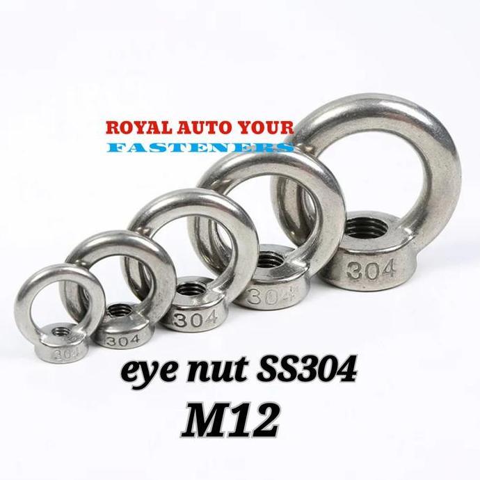 HARGA DISC - eye nut stainless M12 mur mata gantung ss304 / mur baut cincin sus304