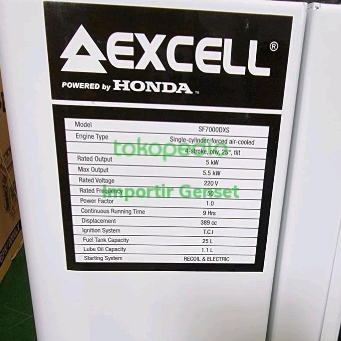 Genset Silent Honda 5000 Watt Excell Sf7000Dxs