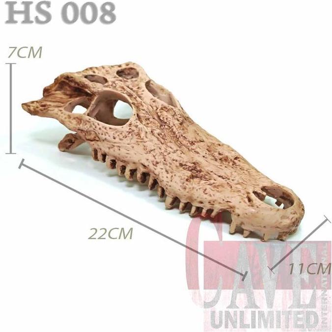 Kickbit- Hs008 Hidingcave Skull Croile Tengkorak Kepala Buaya Goa Tempat Sembunyi Hiasan Kandang Rep
