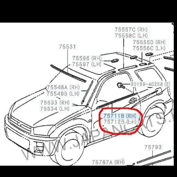 PELIPIT KACA LUAR RAV4 75711 75712-4IXGX