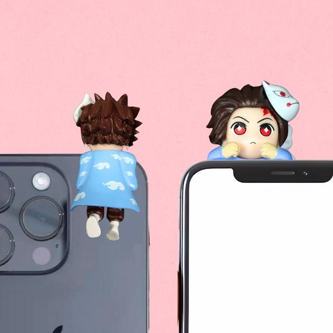 Phone Hippers Demon Slayer Series Boneka Hipper Lucu untuk HP & Laptop Cute Peeking Doll Miniature A