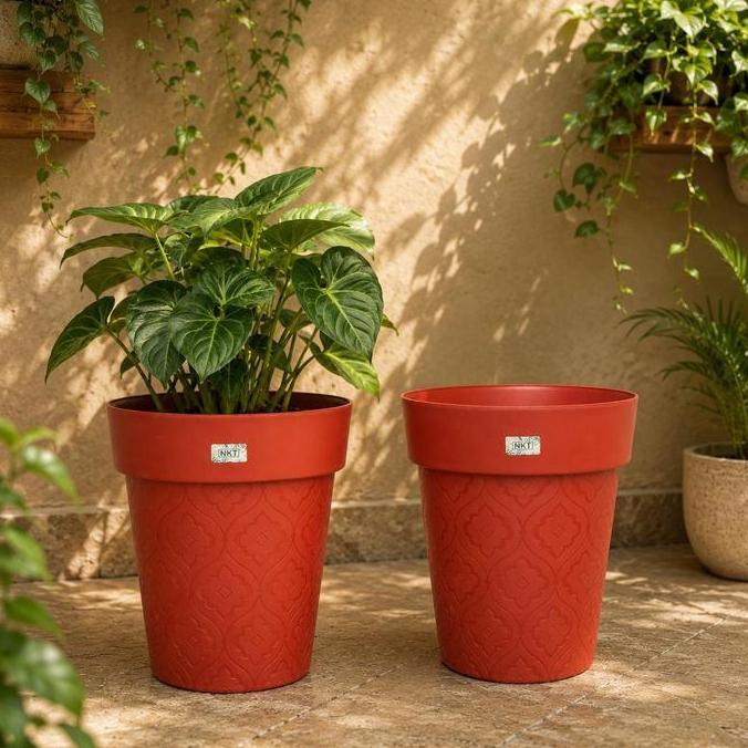 POT BUNGA TANAMAN TINGGI TOWER 35 BATA BAHAN TEBAL - NKT TOWER 35 MERAH BATA JUMBO