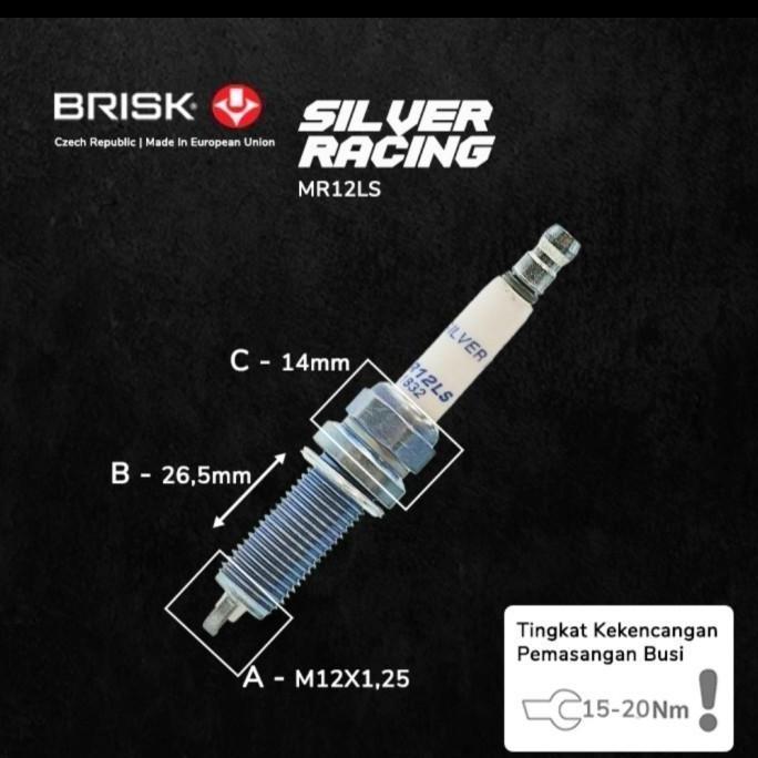 Busi BRISK Silver Racing MR12LS = SILZKR8E8G, SILZKR8E9G, SILZKBR8D8S