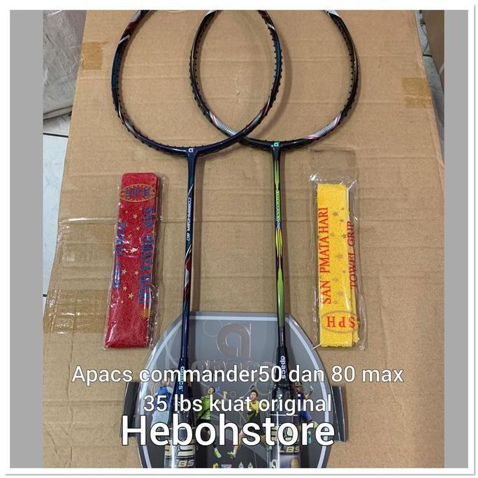 Raket Badminton APACS COMMANDER 50/80 Free grip KUAT 35 LBS ORIGINAL