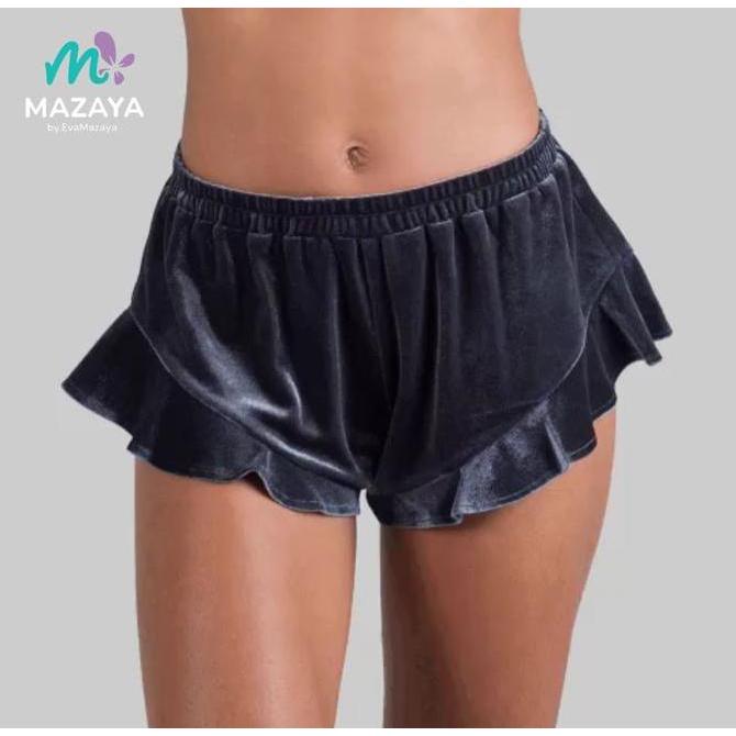 Pahseller_ - RUFFLE VELVET BLUDRU - HOTPANTS CELANA PENDEK HIGH WAIST WANITA TERBARU