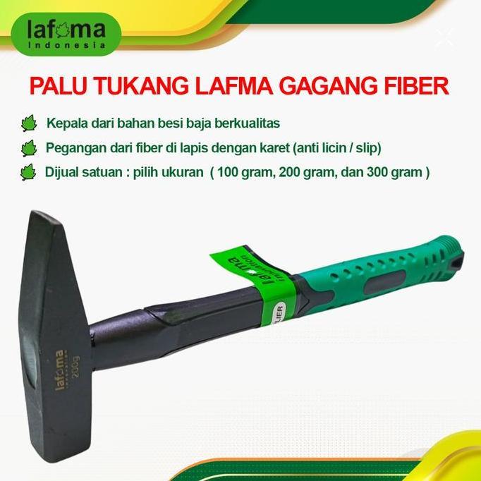 Set- Lafma Palu Tukang Gagang Fiber 100 200 300 Gram Bahan Besi Baja Full Pegangan Karet Nyaman Palu