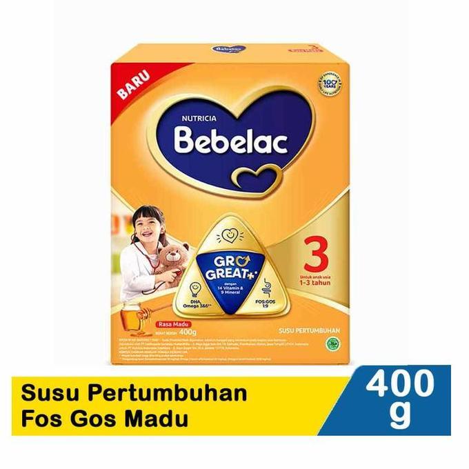 Terlaris Bebelac 3 Susu Pertumbuhan Fos & Gos Madu 400 Gram, Susu Formula