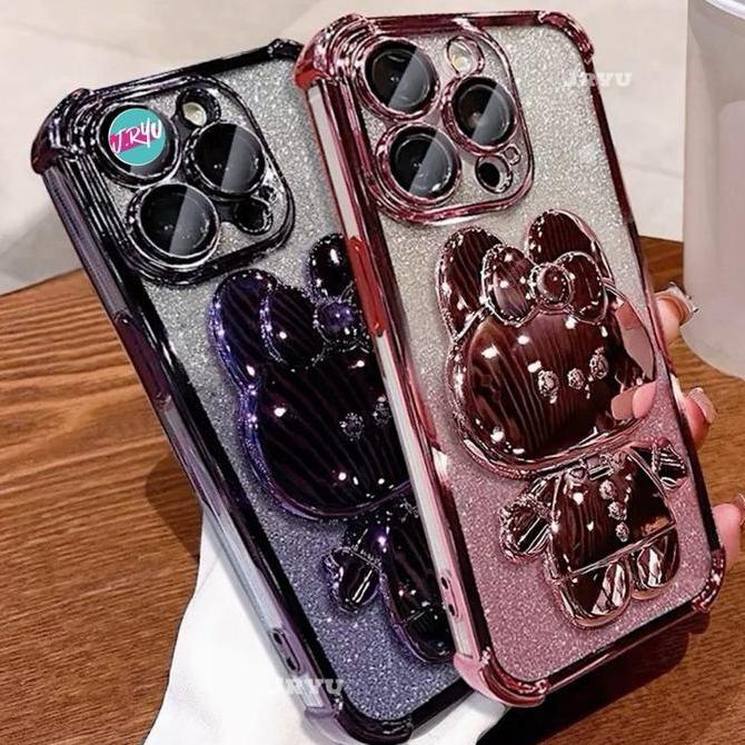 Promo - Jryu For Redmi Mirror Bunny Blink With Stand Holder Softcase Compatible For Redmi 12 12C 13 