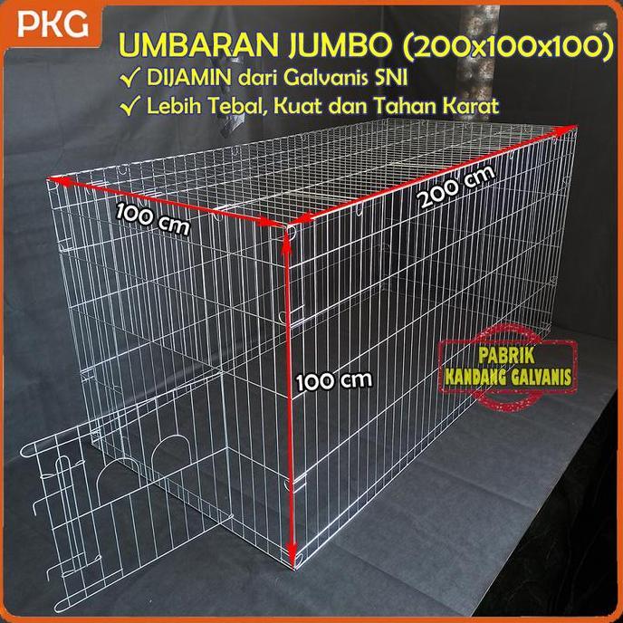READY STOCK KANDANG AYAM UMBARAN BESI GALVANIS JUMBO 200X100X100, KURUNGAN UMBARAN AYAM JAGO BANGKOK