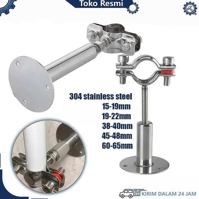 Hanger Clamp Pipa Holder 304 Stainless Pipe Clamp Adjustable Klem Gantung Pipa
