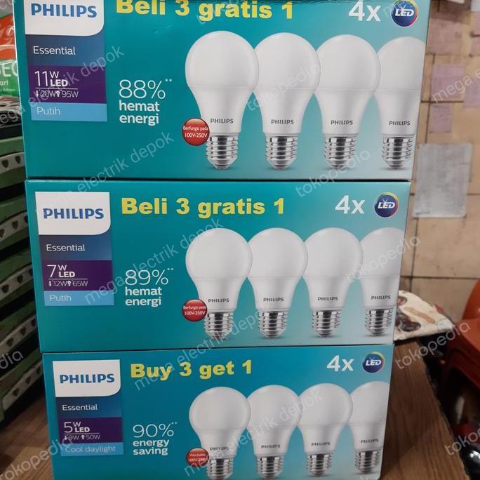 TERMURAH - lampu led essential philips beli 3 gratis 1