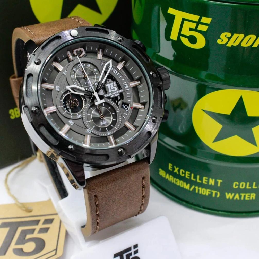 HOT Jam T5 3639 Full Chronograph Original / Jam Kulit Original 3639G / Jam T5 Kulit Ori 2026