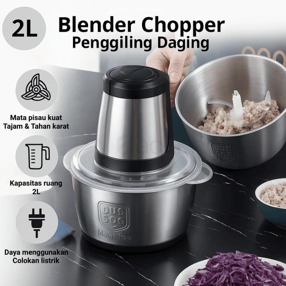 Blender Chopper Blender Daging Stainless Coper Penggiling Daging Serbaguna 2Liter