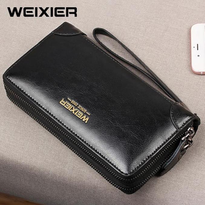 WEIXIER W88 Dompet Panjang Pria Long Bifold Kulit Premium kartu uang